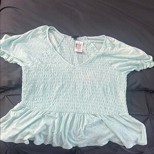 Torrid Light Blue Smocked Blouse